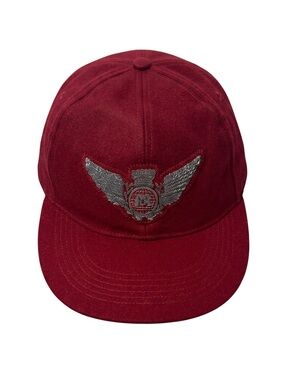 Ralph Lauren Double RL Burgundy Cap with Silver Wing Emblem
